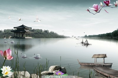 水墨湖光 打造高分辨率空间建筑装饰设计墙纸